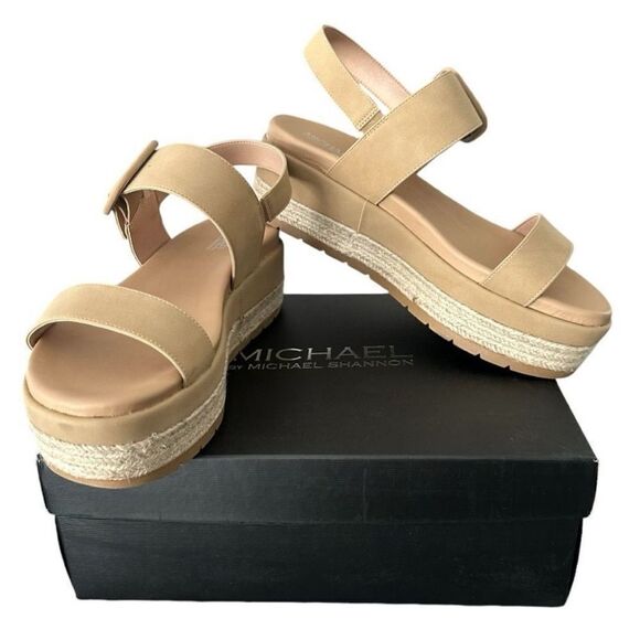 Michael by Michael Shannon Kira Women's Tan Platform Sandals Size 11 Medium - Picture 1 of 13